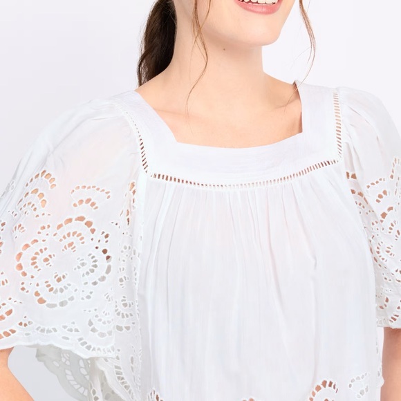 NWT Madewell Eyelet Flutter Sleeve Top Women’s Large - Picture 4 of 10